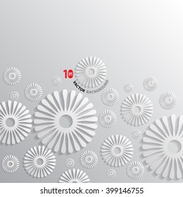 Abstract flower paper white on gray background vector illustration.