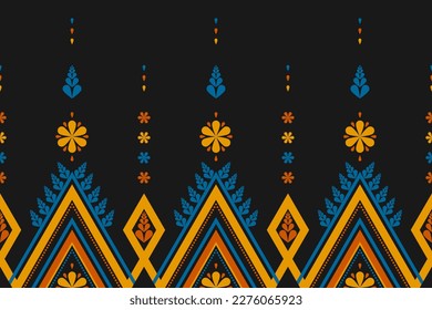Abstract flower pattern art. Geometric ethnic seamless pattern in tribal. American, Mexican style. Design for background, Vector illustration, fabric, clothing, carpet, rug, batik, embroidery.