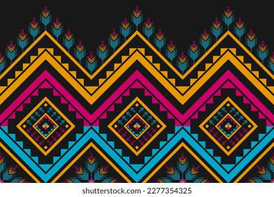 Abstract flower pattern art. Geometric ethnic seamless pattern in tribal. American, Mexican style. Design for background, Vector illustration, fabric, clothing, carpet, rug, batik, embroidery.