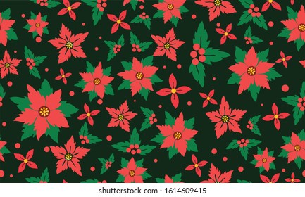 Abstract flower pattern background for Merry Christmas, with simple of leaf and flower drawing.