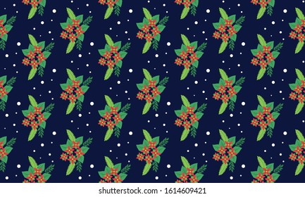 Abstract flower pattern background for Merry Christmas, with simple of leaf and flower drawing.