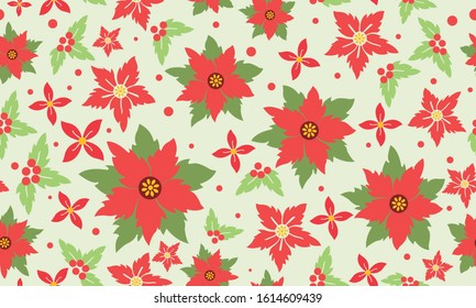 Abstract flower pattern background for Merry Christmas, with simple of leaf and flower drawing.