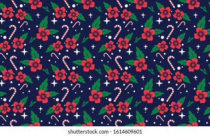 Abstract flower pattern background for Merry Christmas, with leaf and flower concept.