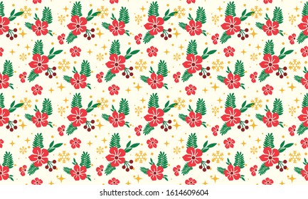 Abstract flower pattern background for Merry Christmas, with leaf and flower concept.