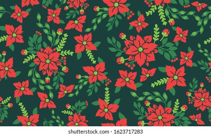 Abstract flower pattern background for Merry Christmas, with modern of leaf and red flower design.