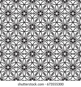 Abstract flower pattern, Black and white tone, Seamless pattern background.