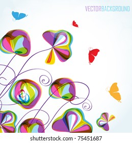 Abstract flower pattern with butterfly