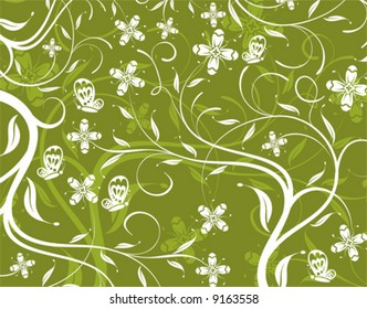 Abstract flower pattern with butterfly, element for design, vector illustration
