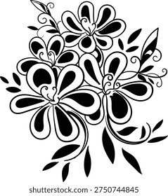 abstract flower pattern design, black line art flora vector illustration, textile pattern, art, creative bloosom 