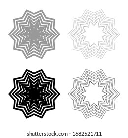 Abstract flower pattern icon outline set black grey color vector illustration flat style image
