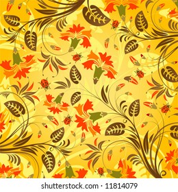 Abstract flower pattern with ladybug, element for design, vector illustration