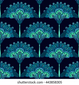 abstract flower pattern on dark blue background