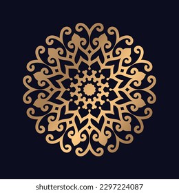 Abstract Flower Pattern ornamental with golden mandala background Vector Template