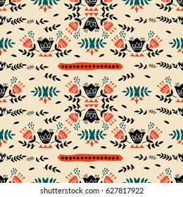 Abstract flower pattern stylized embroidery. Seamless for fabric design, gift wrapping paper and printing and web projects.