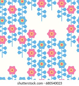 Abstract  flower pattern. Vector illustration with simple shape flowers.