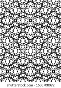 abstract flower pattern. vertical cover.A4 format. monochrome black and white seamless floral pattern. vintage style background for textiles, packaging, paper, design. print, clipart. Doodle style.