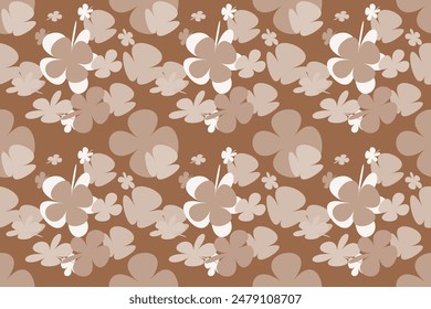 Abstract Flower Pattern Vintage 70s Style Flower Background Illustration. Colorful Pastel Color Groovy Artwork Bundle, Y2k Nature Backgrounds With Spring Plants.