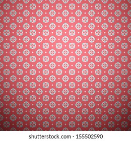 Abstract flower pattern wallpaper. Vector illustration for delicate girl and baby design. Pink, blue and white romantic colors. Seamless feminine background.