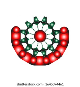 abstract flower patterns. with a round red circular decoration. vector illustration