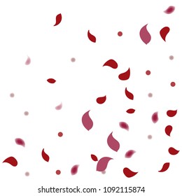 Abstract flower petals confetti background. Falling red petals decoration vector. Romantic valentines wedding celebration design for invitation card. Natural floral flying dynamic illustration design.
