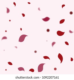 Abstract flower petals confetti background. Falling red petals decoration vector. Romantic valentines wedding celebration design for invitation card. Natural floral flying dynamic illustration design.