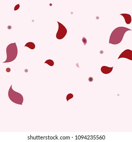 Abstract flower petals confetti background. Falling red petals decoration vector. Romantic valentines wedding celebration design for invitation card. Natural floral flying dynamic illustration design.