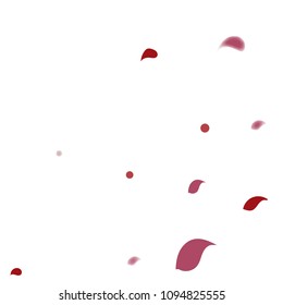 Abstract flower petals confetti background. Falling red petals decoration vector. Romantic valentines wedding celebration design for invitation card. Natural floral flying dynamic illustration design.