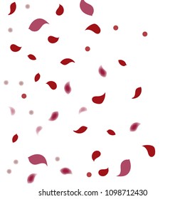 Abstract flower petals confetti background. Falling red petals decoration vector. Romantic valentines wedding celebration design for invitation card. Natural floral flying dynamic illustration design.