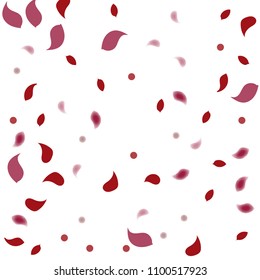 Abstract flower petals confetti background. Falling red petals decoration vector. Romantic valentines wedding celebration design for invitation card. Natural floral flying dynamic illustration design.