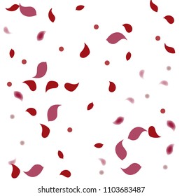 Abstract flower petals confetti background. Falling red petals decoration vector. Romantic valentines wedding celebration design for invitation card. Natural floral flying dynamic illustration design.
