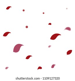 Abstract flower petals confetti background. Falling red petals decoration vector. Romantic valentines wedding celebration design for invitation card. Natural floral flying dynamic illustration design.