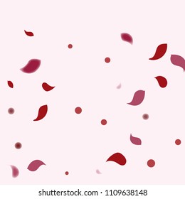 Abstract flower petals confetti background. Falling red petals decoration vector. Romantic valentines wedding celebration design for invitation card. Natural floral flying dynamic illustration design.