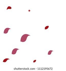 Abstract flower petals confetti background. Falling red petals decoration vector. Romantic valentines wedding celebration design for invitation card. Natural floral flying dynamic illustration design.
