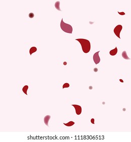 Abstract flower petals confetti background. Falling red petals decoration vector. Romantic valentines wedding celebration design for invitation card. Natural floral flying dynamic illustration design.