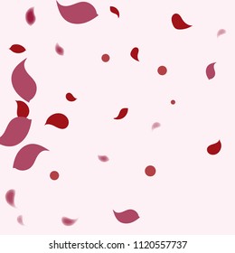 Abstract flower petals confetti background. Falling red petals decoration vector. Romantic valentines wedding celebration design for invitation card. Natural floral flying dynamic illustration design.
