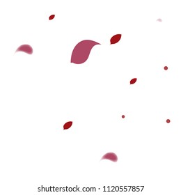 Abstract flower petals confetti background. Falling red petals decoration vector. Romantic valentines wedding celebration design for invitation card. Natural floral flying dynamic illustration design.