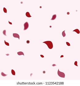 Abstract flower petals confetti background. Falling red petals decoration vector. Romantic valentines wedding celebration design for invitation card. Natural floral flying dynamic illustration design.