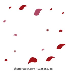 Abstract flower petals confetti background. Falling red petals decoration vector. Romantic valentines wedding celebration design for invitation card. Natural floral flying dynamic illustration design.