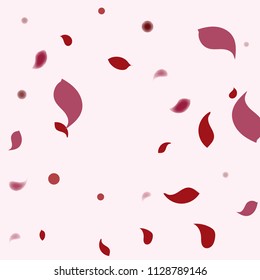 Abstract flower petals confetti background. Falling red petals decoration vector. Romantic valentines wedding celebration design for invitation card. Natural floral flying dynamic illustration design.