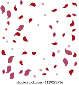 Abstract flower petals confetti background. Falling red petals decoration vector. Romantic valentines wedding celebration design for invitation card. Natural floral flying dynamic illustration design
