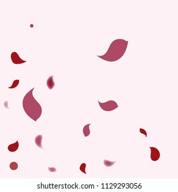 Abstract flower petals confetti background. Falling red petals decoration vector. Romantic valentines wedding celebration design for invitation card. Natural floral flying dynamic illustration design.