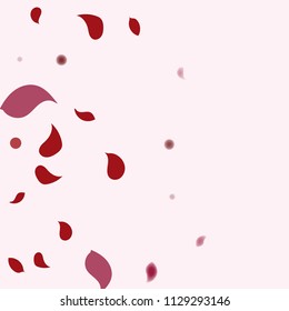 Abstract flower petals confetti background. Falling red petals decoration vector. Romantic valentines wedding celebration design for invitation card. Natural floral flying dynamic illustration design.