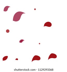 Abstract flower petals confetti background. Falling red petals decoration vector. Romantic valentines wedding celebration design for invitation card. Natural floral flying dynamic illustration design.