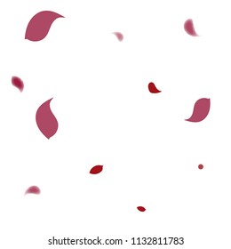 Abstract flower petals confetti background. Falling red petals decoration vector. Romantic valentines wedding celebration design for invitation card. Natural floral flying dynamic illustration design.