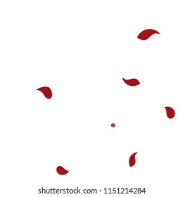 Abstract flower petals confetti background. Falling red petals decoration vector. Romantic valentines wedding celebration design for invitation card. Natural floral flying dynamic illustration design.