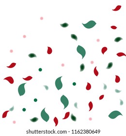 Abstract flower petals confetti background. Falling red petals decoration vector. Romantic valentines wedding celebration design for invitation card. Natural floral flying dynamic illustration design