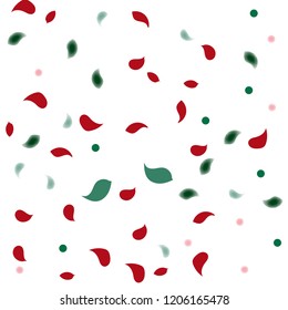 Abstract flower petals confetti background. Falling red petals decoration vector. Romantic valentines wedding celebration design for invitation card. Natural floral flying dynamic illustration design