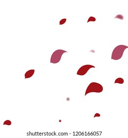 Abstract flower petals confetti background. Falling red petals decoration vector. Romantic valentines wedding celebration design for invitation card. Natural floral flying dynamic illustration design.