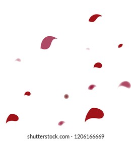 Abstract flower petals confetti background. Falling red petals decoration vector. Romantic valentines wedding celebration design for invitation card. Natural floral flying dynamic illustration design.