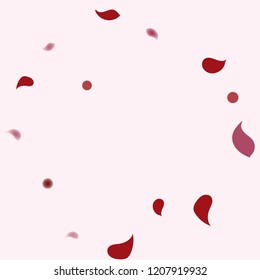 Abstract flower petals confetti background. Falling red petals decoration vector. Romantic valentines wedding celebration design for invitation card. Natural floral flying dynamic illustration design.